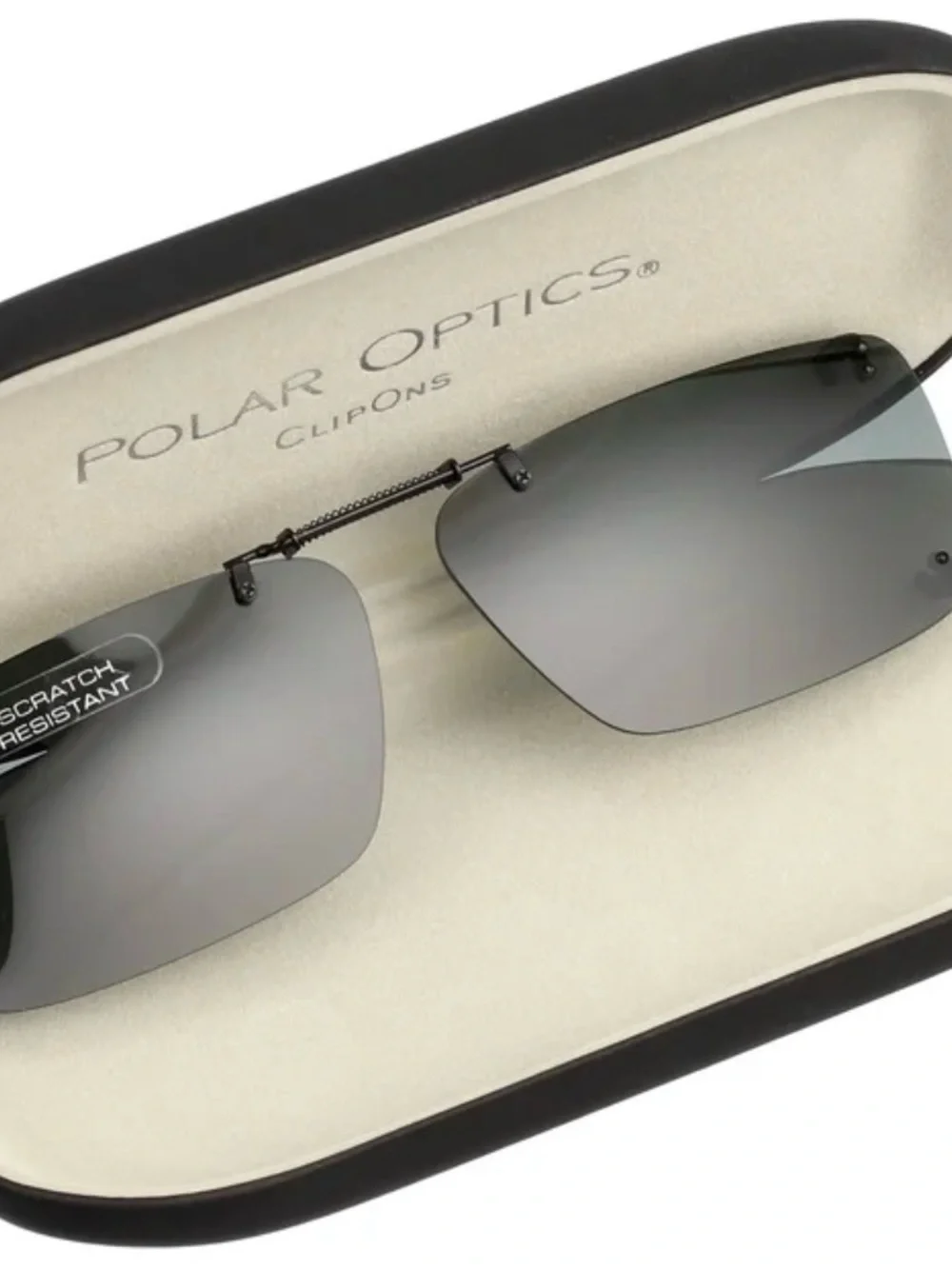 Polar Optics Premium Polarized Flip up DK Gray Square ClipOn Sunglasses 56 Rec N